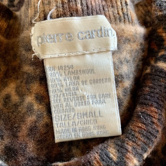 Vintage PIERRE CARDIN Mixed Leopard Print Lambswool 3/4 Sleeve Sweater sz XS/S - Picture 5 of 5